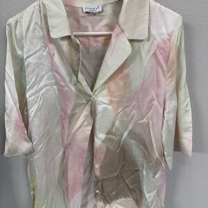 Current Air Pastel Pink and Cream Blouse